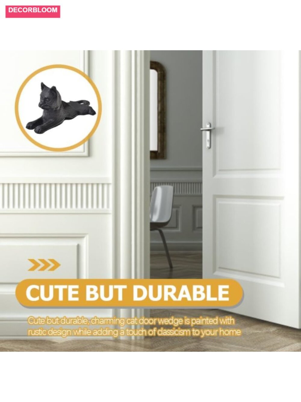 Heavy Duty Cast Iron Cat Door Stop Decorative Wedge Stopper Anti-Collision Wall - Picture 4 of 6